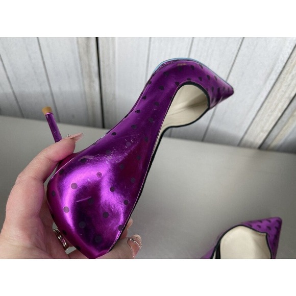Sophia Webster Luella Metallic Foil Heart Purple Pink stiletto Heels 37 US 6.5 - Picture 8 of 10